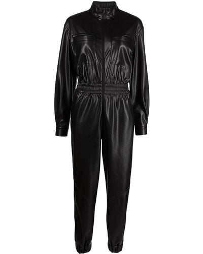 Alice + Olivia Levi Faux Leather Jumpsuit - Black