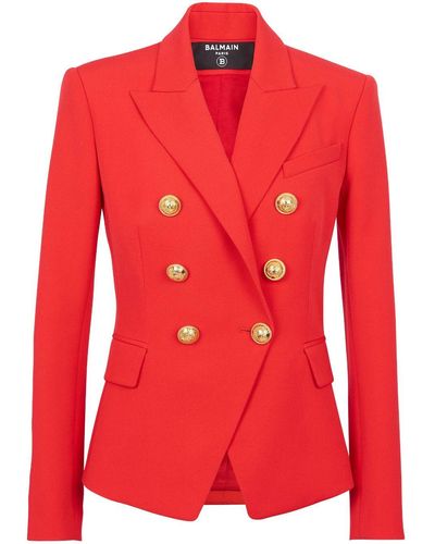 Balmain Double-breasted Wool Jacket - Red