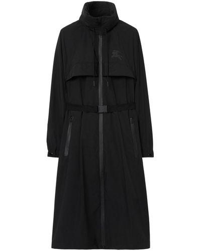 Burberry Parka ceinturée à motif monogrammé - Noir