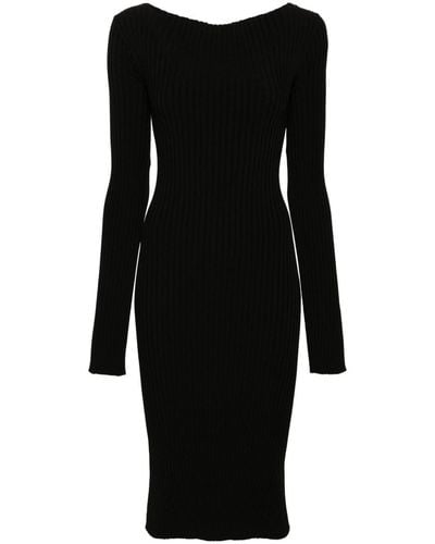 Stella McCartney Lace-up Ribbed-knit Dress - Black