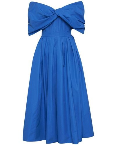 Alexander McQueen Off-shoulder Bow-embellished Dress - Blue
