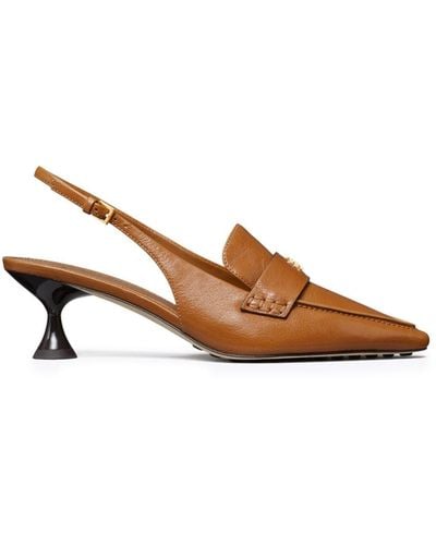 Tory Burch 55mm Slingback Ballet Court Shoes - Brown