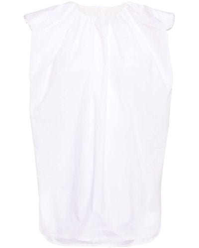 JNBY Frilled-neck Cotton T-shirt - White