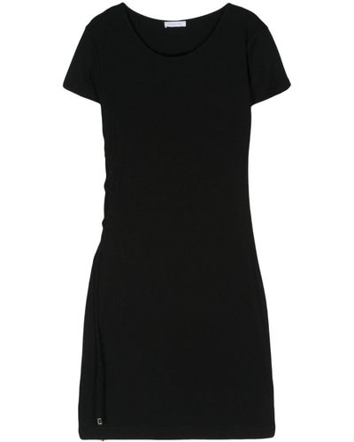 Patrizia Pepe Lace-up Ribbed Mini Dress - Black