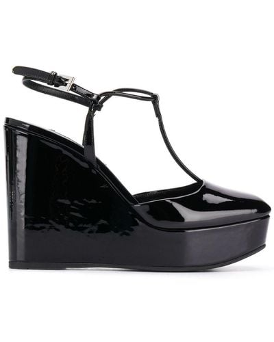Prada Zapatos de tacón con puntera cuadrada y cuña - Negro