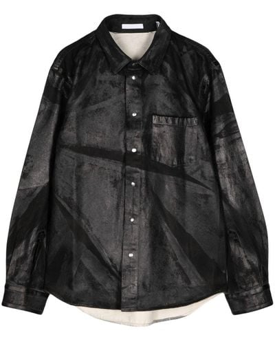 Helmut Lang Foil-print Denim Shirt Jacket - Black