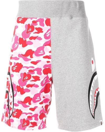 A Bathing Ape Jersey Knit Graphic-print Shorts - Pink