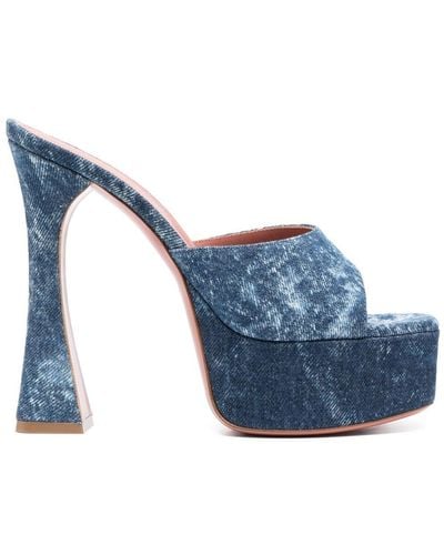 AMINA MUADDI Dalida 140mm Denim Sandals - Blue