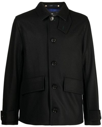 PS by Paul Smith Spread-collar Button-up Jacket - Black