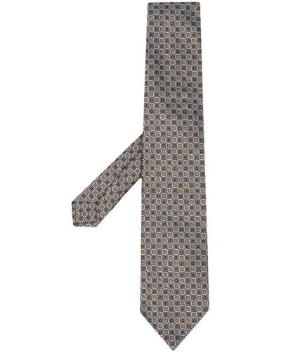 Etro Cravate en soie à motif géométrique - Blanc