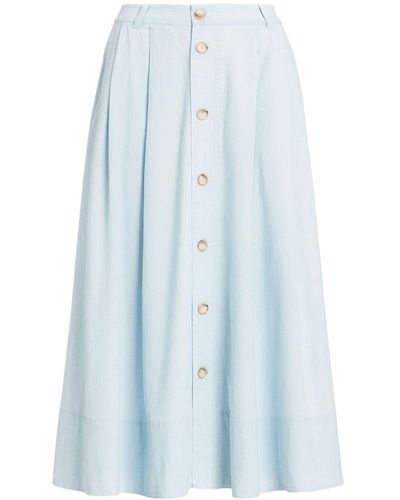 Polo Ralph Lauren Button-up Cotton Full Skirt - Blue