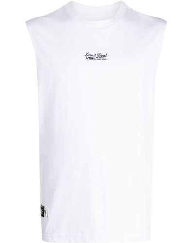 Izzue Slogan-embroidered Cotton Tank Top - White