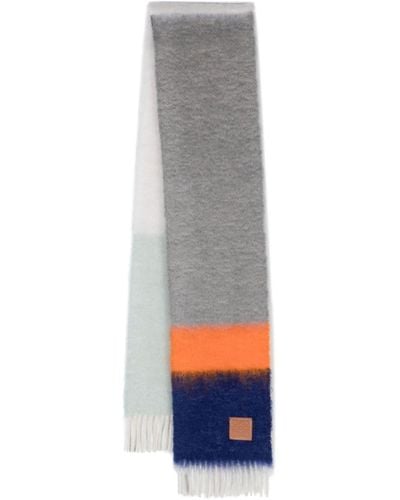 Loewe Stripe-pattern brushed scarf - Grigio