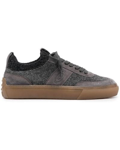 Tod's Suede Paneled Low-top Sneakers - Gray