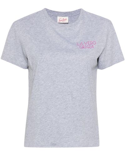 Mc2 Saint Barth Emilie Slogan-embroidery T-shirt - Gray