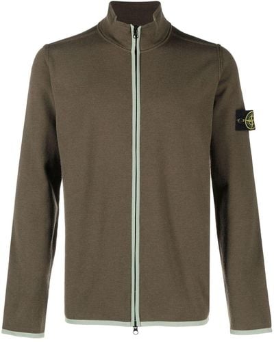 Stone Island Compass-motif Zip-up Sweatshirt - Green