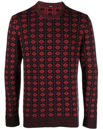 Kiton Monogram-jacquard Cashmere Sweater - Red