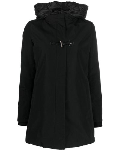 Fay toggle-fastening Detail Hooded Coat - Black