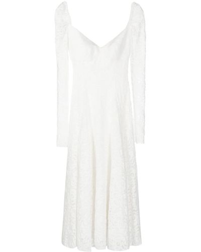 ANOUKI Long-sleeve Lace Midi Dress - White