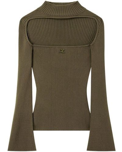 Courreges Cut-out Ribbed Sweater - Green