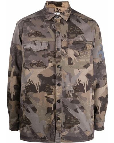 Etro Overhemd Met Camouflageprint - Bruin