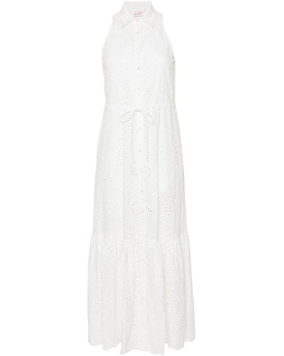 Mc2 Saint Barth Ida Floral-embroidered Maxi Dress - White