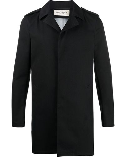 Saint Laurent Buttoned Raincoat - Black