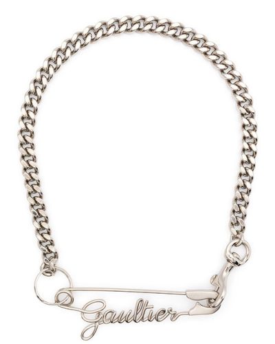 Jean Paul Gaultier The Silver-tone Gaultier Safety Pin Necklace - White
