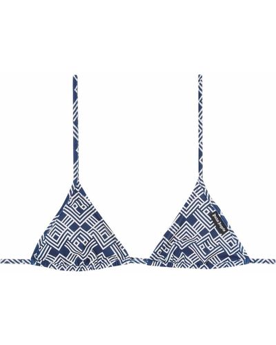 Palm Angels Triangel-Bikini mit Monogramm-Print - Blau