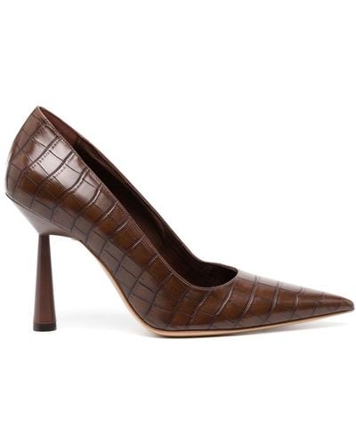 Gia Borghini Balantine 100mm Crocodile-effect Court Shoes - Brown