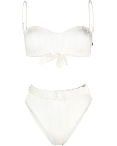 Noire Swimwear Bikini mit hohem Bund - Weiß