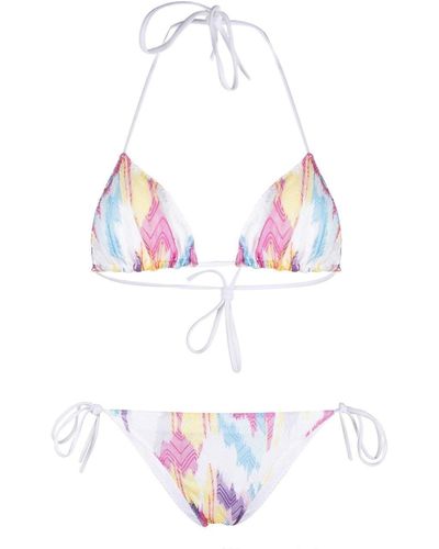 Missoni Bikini triangle à imprimé tie dye - Blanc