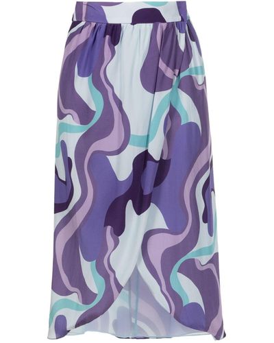 Adriana Degreas Wave-print Silk Wrap Skirt - Purple