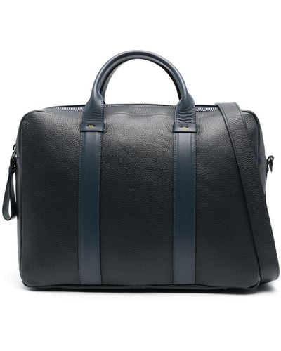 Doucal's Grained Leather Briefcase - Black