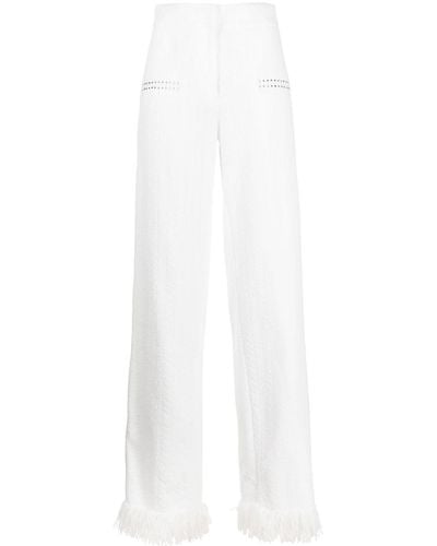 Genny Rhinestone-embellished Wide Leg Trousers - White