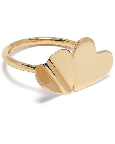 CADAR 18kt Yellow Gold Double Folded Heart Ring - Metallic