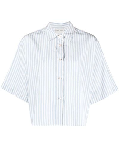 Forte Forte Striped Button-up Cropped Shirt - Wit