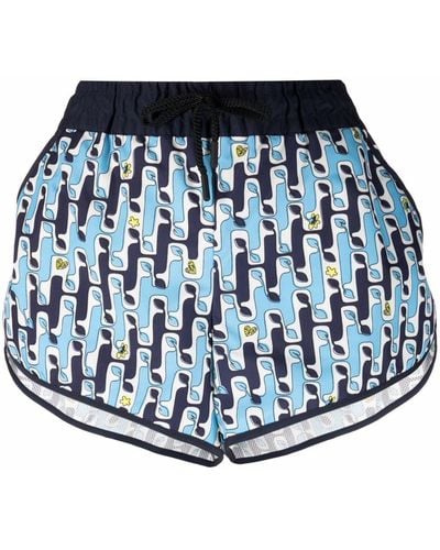 3 MONCLER GRENOBLE Pantalones cortos con motivo abstracto - Azul
