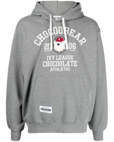 Chocoolate Logo-embroidered Cotton Hoodie - Gray