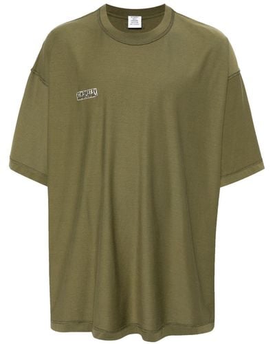 Vetements Inside-out Logo-embroidered T-shirt - Green