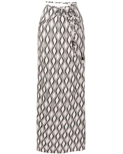 Amir Slama Tie-fastening Wave-print Maxi Skirt - White