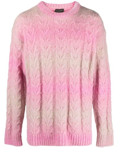 Roberto Collina Two-tone Cable-knit Sweater - Pink