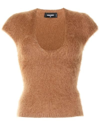 DSquared² Knitted Mohair-blend Top - Multicolour