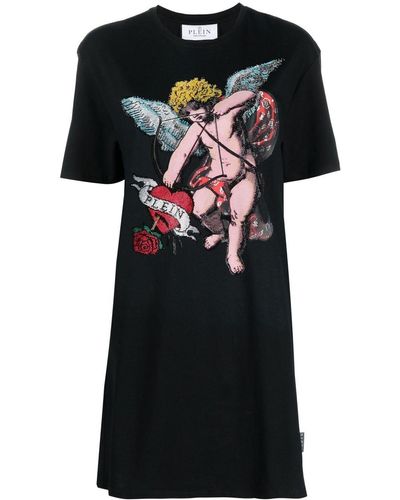 Philipp Plein Love Angel Short-sleeve T-shirt Dress - Black