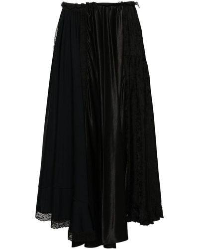 Balenciaga Contrast-panel Midi Skirt - Black
