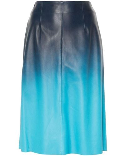 Arma Gradient-effect Leather Skirt - Blue