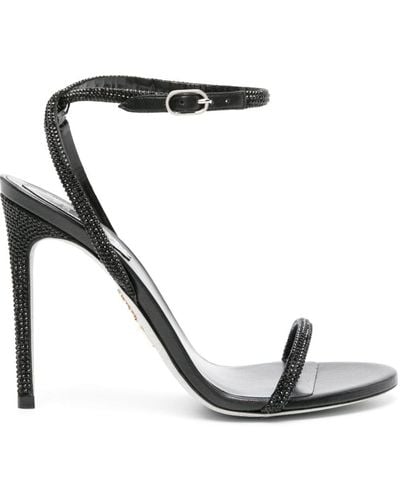 Rene Caovilla Ellabrita 105mm Crystal Sandals - Black