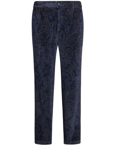 Etro Paisley-jacquard Slim-cut Trousers - Blue