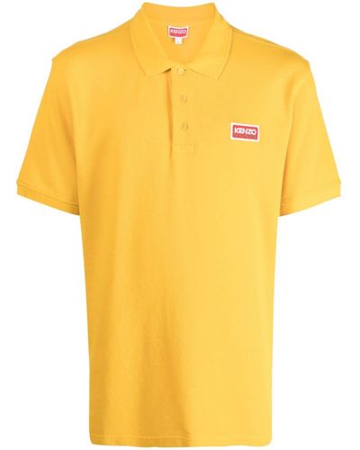 KENZO Polo en coton piqué à logo appliqué - Jaune