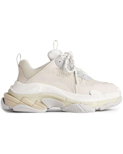 Balenciaga Triple S Leather And Mesh Mid-top Trainers - White